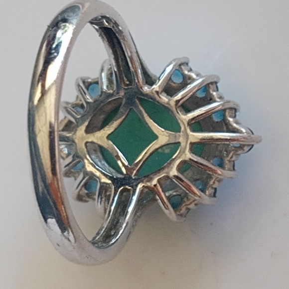 Sterling Silver Sleeping Beauty Turquoise Swiss Blue Topaz Ring - Picture 4 of 16